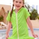 Swim Cover Up Girls Swimsuit Size 4-5t Grass Green Short Sleeve, 110