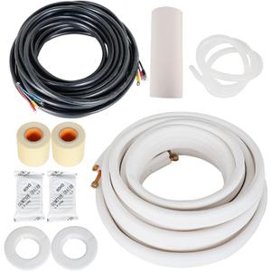 50FT Air Conditioning Tubing Hose Extension 1/4 and 1/2 Inch Insulated Copper Hoses Fit for Mini Split Air Conditioner