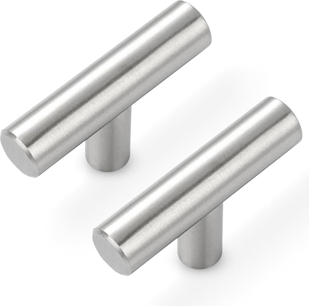 Estmoon 30 Pack Cabinet Knobs Brushed Nickel Cabinet Handles, Stainless Steel Single Hole Kitchen Cabinet Knobs Silver Cabinet Pulls for Kitchen Cabinets and Dressers,2 Inch Overall Length Drawer Knob (1 Hole Mount)