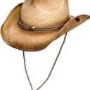 Peter Grimm Straw Round Up Cowboy Hat Stylish and Versatile Straw Hat for Men and Women - One Size