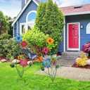 YEAHOME Garden Decor for Outside, 2 Pack 37“ Metal Butterfly Garden Stakes, Spring Wall Decor, Colorful Look & Personalities Flowers Yard Art for Outdoor Lawn Backyard Porch Patio Home Decorations
