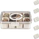 Bandesun Divided Serving Tray with Lid and Handle - Snackle Box Charcuterie Container for Portable Snack Platters - Clear Organizer for Candy, Fruits, Nuts, Snacks - Perfect for Party, Entertaining