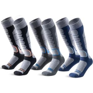 Merino Wool Ski Socks for Men, Women & Youth - Over-the-Calf Full Cushion Thermal Snowboard Socks, Winter Performance