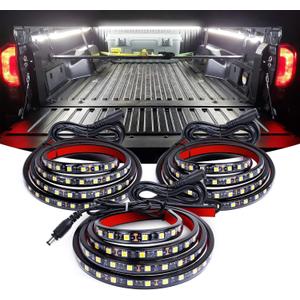 Nilight 3PCS 60 Inch Bed Light Strip 270 LED with On/Off Switch Blade Fuse Splitter Extension Cable for Cargo Pickup Truck SUV RV Boat (White)