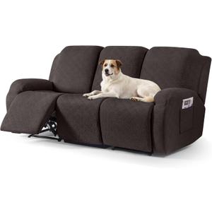 Timeles Recliner Covers for 3 Seater Reclining Sofa Slipcover Furniture Protector for Dogs and Pets Stretch Soft Washable (Three-Seater, Chocolate)