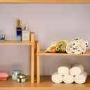 Bamboo Cabinet Organizer Set (2) - Counter Shelf Organizer & Bamboo Organizer Bins Fit, Expandable Cabinet Shelf Organizer for Kitchen Counter/Bathroom - Useful Home & Housewarming Gift(Medium) (11.8"W, Natural)