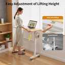 WALKINGDESK Mobile Walking Pad Desk with Wheels, Pneumatic Small Rolling Standing Desk Riser Height Adjustable (28-43.7") for Treadmill, Portable Computer Table for Home Office, Oak, 32x16 in
