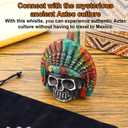 Aztec Chieftain Whistle, Ceramics Real Aztec Death Whistle with a Cloth Bag for Self Defense Collections Unique Religious Gifts Halloween Decor