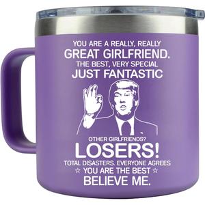 MFGNEH Valentines Day Gifts for Girlfriend Her, Girlfriend Gifts, Birthday Gift for Girlfriends, Anniversary Girlfriends Gift, Christmas for Her,14oz Purple Tumbler Coffee Mug