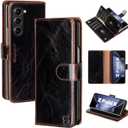 Shieldtop Compatible with Samsung Galaxy Z Fold 6 Wallet Case with Card Holder,Women Man Phone Case RFID Blocking PU Leather Flip Protective Cover Credit Card Holder Slots Kickstand,Coffee