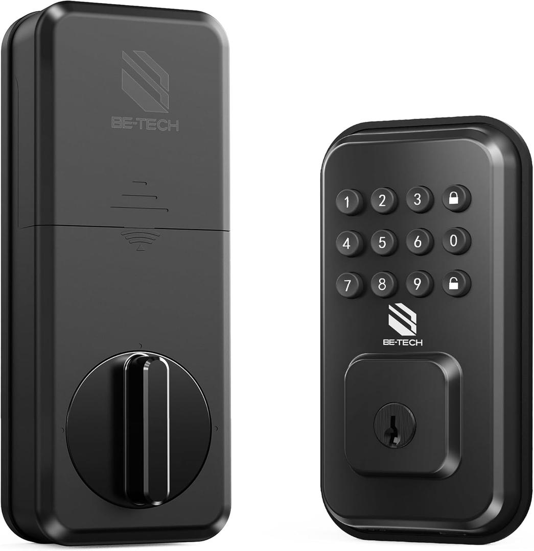 Keyless Entry Door Lock with Keypad  Smart Digital Deadbolt for Front Door with 2 Keys, Electronic Door Lock with Anti-Peeping Code, Auto-Locking, One-time Password for Customer, Black