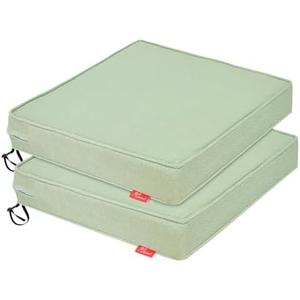 Pcinfuns Outdoor Chair Cushion 19 x 19 x 3 Inch Water Resistant & Fade Resistant Patio Furniture Cushions with Removable Cover and Adjustable Straps Set of 2,Light Green