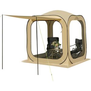 JELUCAMP 6x6 FT Pop Up Screen House Tent - Instant Screened Gazebo Canopy with Mosquito Net, Portable Backyard Tent for 4-6 People, Easy Setup Patio Shelter for Camping, BBQ, Sports & Outdoor