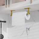 RUACQ Paper Towel Holder Under Cabinet, Wall Mounted or Adhesive Stainless Steel Paper Towel Holder,Square Base Paper Towel Rack for Kitchen, RV, Bathroom (Brushed Gold)