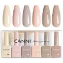 CANNI 6 Colors 9 ML Hema-Free Nude Gel Nail Polish Set, Nude Pink Gel Polish Set, Soak Off LED Nail Manicure Kit DIY at Home Salon Gifts (2354-Nude Neutral)