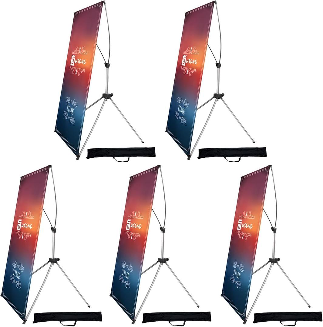 USCNC X Banner Stand Adjustable Fit Banner 23 x 63 to 32 x 78 Inch(STAND ONLY), Portable Travel Bag,Suitable for advertising, stores, exhibitions, restaurants, events, birthday parties, and other occasions (5 Pack)
