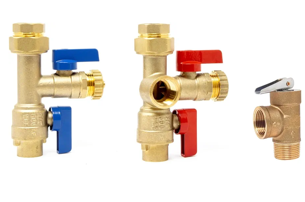 3/4 inch Sweat Tankless Water Heater Isolation Valve Kit with Pressure Relief Valve, FNPT x Sweat, 3/4'' Service Valve Kit for Rheem, Rinnai, Ecosmart Navien Noritz Takagi Bosch