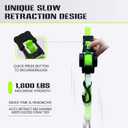 Retractable Ratchet Straps (4-Pack) - Heavy Duty Auto Slow Retraction Tie Down Straps - 1 Inch x 13 Feet (1,800lb Break Strength) for Truck, Cargo Trailer, Motorcycle, ATV, UTV - Fluorescent Green