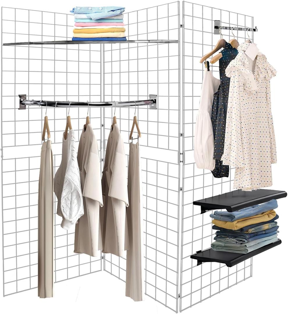 Heavy Duty Gridwall Display Panels – White Grid Display Wall for Retail Stores, Trade Shows, Garage & Home Organization, Durable Load-Bearing Grid Panels, 2 inches x 25 inches x 72 inches
