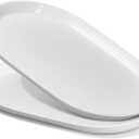 ONEMORE 16 Inch Ceramic Serving Plates for Entertaining, Set of 2 Large Oval Dinner Plates- Dishwasher Oven Safe Serving Tray for Food Meat Fish Parties- Porcelain Thanksgiving Turkey Platters - White