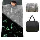 Kids Sleeping Bag for Girls Boys Glow in The Dark Toddler Slumber Bag Luminous Soft Sleepover Bag Nap Mat Preschool Daycare Kindergarten Slumber Sack with Pillow Pocket