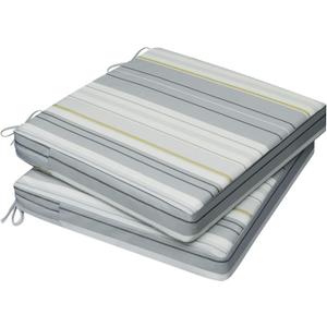 AAAAAcessories Outdoor Seat Cushions for Chairs, Waterproof, Fade-Resistant, 17" x 16" x 2", Patio Furniture Replacement Cushions, Set of 2, Ash Blue Harbor Stripe