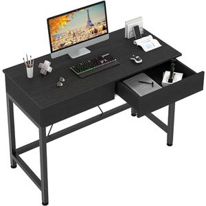 CAIYUN 40Inch Desk with 2 Wooden Drawers,Home Office Desks with Storage, Simple Modern Kids Desk, Vanity Desk for Bedroom, Work Study Writing Desk Table for Small Spaces (Black, Wooden)