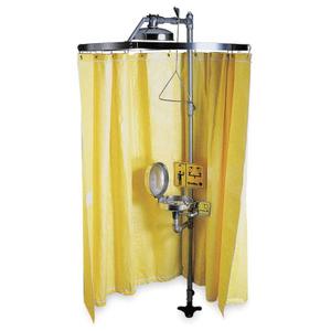 Bradley Emergency Shower Privacy Curtain Kit, Yellow Vinyl Laminate, 70 x 145 Inch, Includes Circular Stainless Steel Curtain Rail with Mounting Brackets, S19-330
