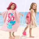 PINNKKU PINNKU Mermaid Beach Towel with Hood for 2-10 Years, Soft Absorbent Hooded Bath Towel for Boys Girls, Toddler Pool Swim Towel with Hood