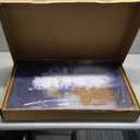 HOURIA 3Pcs Large Abstract Navy Blue Framed Canvas Wall Art Set(16"x24"),Minimalist Modern Blue Grey White Wall Decor,Neutral Blue Toned Color Block Shapse Art Print for Living Room Bedroom Office