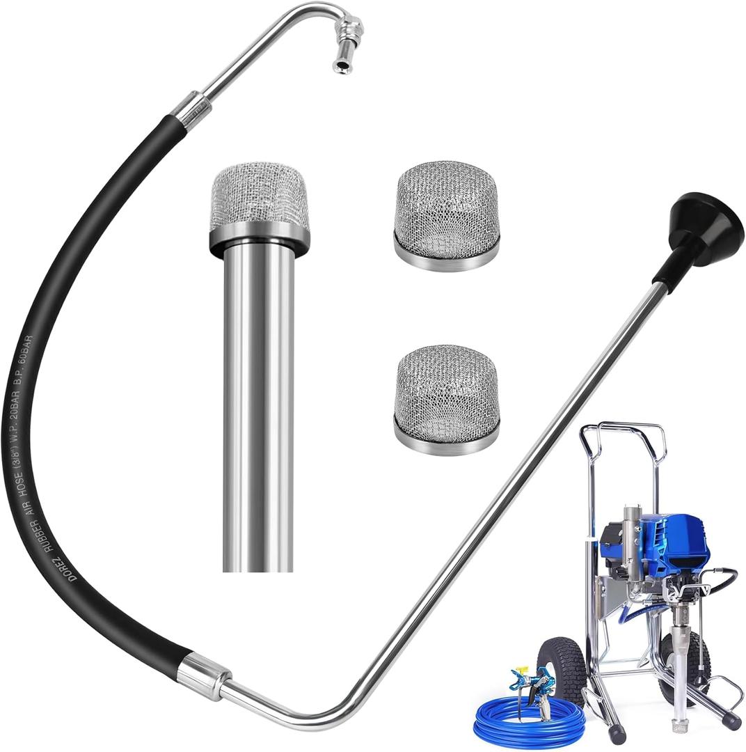 2026 New Stainless Steel Suction Hose and Reflux Line Sets, Complimentary 2 Filter, Compatible With Graco 695 795 3900 1095 1595 5900 7900 Airless Spraying Machine, Airless Paint Sprayer Accessories