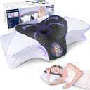 SAHEYER Memory Foam Cervical Pillow, 2 in 1 Ergonomic Orthopedic Neck Pillow for Neck and Shoulder Pain Relief, Side Sleeper Pillow for Side Back Stomach (Grey)