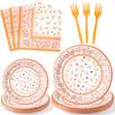 2 x K1tpde Fall Bandana Party Tableware - 96PCS Cholo Gangsta Theme Orange Paper Plates Set Disposable Dinnerware Paper Napkins Forks for Western Cowboy Autumn Birthday Party Supplies Decoration, 24 Guest