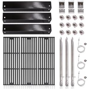 Criditpid Replacement Parts for Char Griller 5050, 5650, 3001, 5072, 3030,3008, 4000, 5252, King Griller 3008 5252, Grill Grates, Heat Plate, Burners and Ignitor for Chargriller Parts Replacement