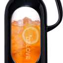 Delove 68 oz/2 Liter Glass Pitcher with Shatterproof Shell - Heat Resistant Glass Liner - Stainless Steel Lid - Carafe & Jug for Iced Tea,Hot/Cold Water,Homemade Juice Beverages (Black)