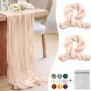 Blush Pink Cheesecloth Table Runner 2 Pack 35" Boho Gauze Table Runner 120 inches Long Runner Rustic Sheer Fabric Bulk for Baby Shower Wedding Bridal Birthday Party Table Decorations