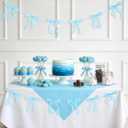 2 Strings Blue Bow Garland Banner, Pre-Strung Fish-Tail Organza Ribbon with 6.5ft Pearl Chain for Baby Shower, Bridal Shower, Wedding, Engagement, Graduation & Anniversary Party Decor