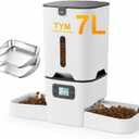 TYM Automatic Cat Feeder 2 Cats, 7L Cat Dry Food Dispenser with Double Bowls, Dual Auto Dog Feeder with Programmable Timer, Dual Power Supply, Easy to Clean for Multiple Cats and Small Dogs