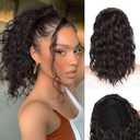 QGZ Curly Ponytail Extension 14 Inch Drawstring Ponytail for Women Synthetic Short Curly Wavy Fluffy Clip in Ponytail Hair Extensions for Women (Dark Brown)