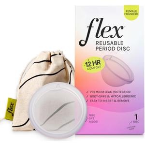 Flex Reusable Disc | Reusable Menstrual Disc | Tampon, Pad and Cup Alternative | Capacity of 6 Super Tampons | Lasts for Years | HSA or FSA Eligible | Includes Carrying Pouch & 2 Free Disposable Discs (Pack of 1)