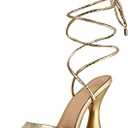 yowmns Women Sexy Platform Spike Heel Round Toe Lace Up heels Chunky Block Heel Heeled Dress Sandals, Size 9.5