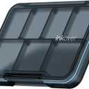 Small Pill Organizer, Waterproof & Portable Pill Case for Daily Travel - Adjustable 7 Compartments Compact Medicine Holder for Vitamins, Pills, Perfect for Purse or Pocket (Black)