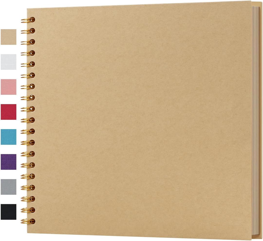 Potricher 10 x 10 Inch DIY Scrapbook Album 40 Pages Hardcover Kraft Paper Scrap Book Photo Albums Memory Book for Wedding and Anniversary Family (Yellow, 10 Inch)