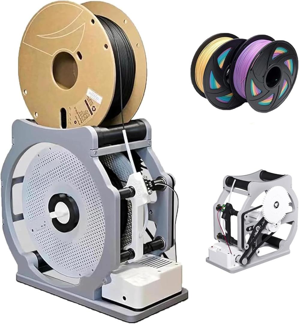 Electric 3D Filament Respooler, 3D Industrial Filament Respooler Machine, Automatic Spool Winder Machine with Smart Start & Stop, Adjustable Tension Control, Wrap Neatly Without Tangling