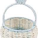 Woven Basket Hand Basket,Easter Decor,Camping Handwoven Storage Basket with Handle Easter Basket for Baby Shower Party Favors, White(Style F)