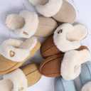 LazyStep Women's Fuzzy House Slippers, Slip on Warm Indoor and Outdoor House Shoes (Beige, M)