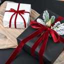 2 x Burgundy Velvet Ribbon 3/8'' 50 Yards Velvet Fabric Vintage Ribbon for Christmas Tree, Gift Wrapping, Flower Bouquet, Wreath Decorations, Bow Making (Burgundy, 3/8"-50 Yard)