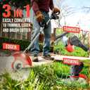 Electric Weed Wacker Cordless, 21V Stringless Weed Trimmer Eater with 2X 2.0Ah Battery Powered & Charger, Metal Blade Weed Whacker, Lightweight 3 in 1 Grass Trimmer Lawn Edger Brush Cutter for Garden