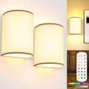 Battery Operated Wall Sconces Set of 2, Rechargeable Wall Sconces 15 Colors Wall Lamp with Remote 10 Levels Brightness, 5000mAh Wireless Wall Decor Set of 2 with Timer for Bedroom Living Room