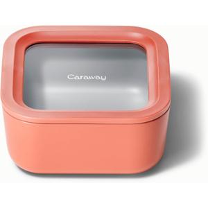 Caraway Glass Food Storage - 4.4 Cup Glass Container - Ceramic Coated Food Container - Non Toxic, Non Stick Lunch Box Container with Lids - Dishwasher, Oven, & Microwave Safe - Perracotta